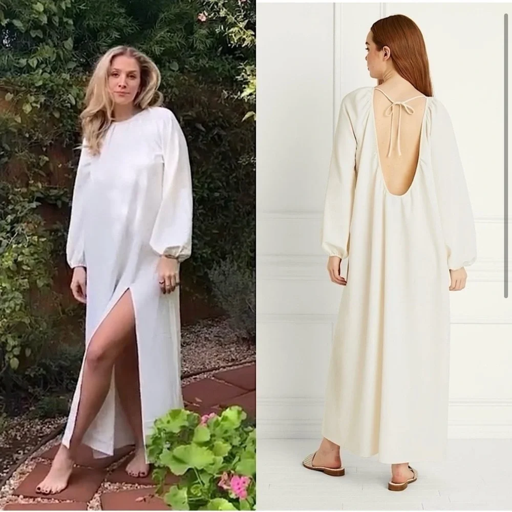 NWT Hill House Simone Maxi Dress Ivory Coconut Milk Open Back Slit XXL - Picture 3 of 15
